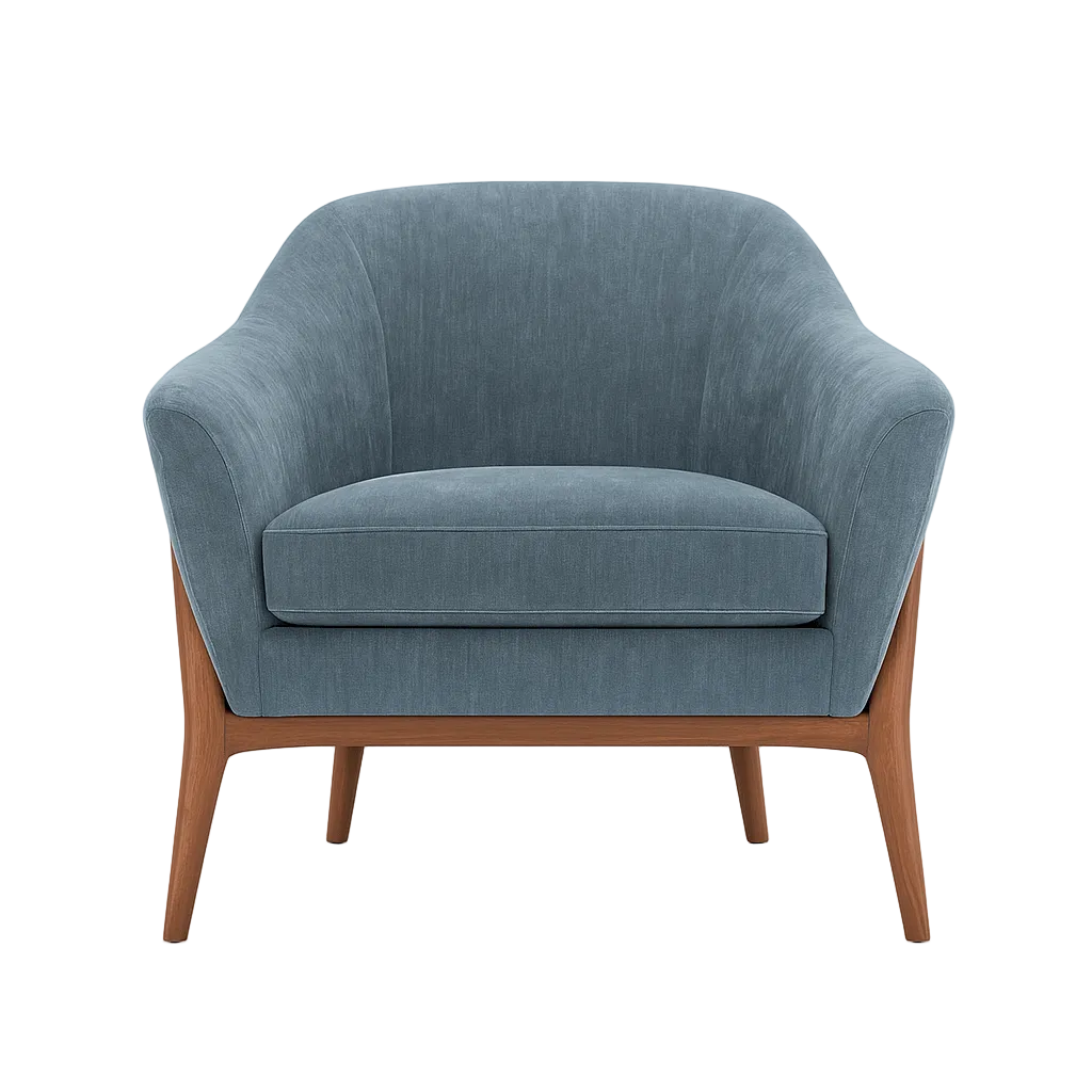 Chestnut Accent Chair in Blue alternate front view - accent chair private label - Whats New Furniture Portland OR