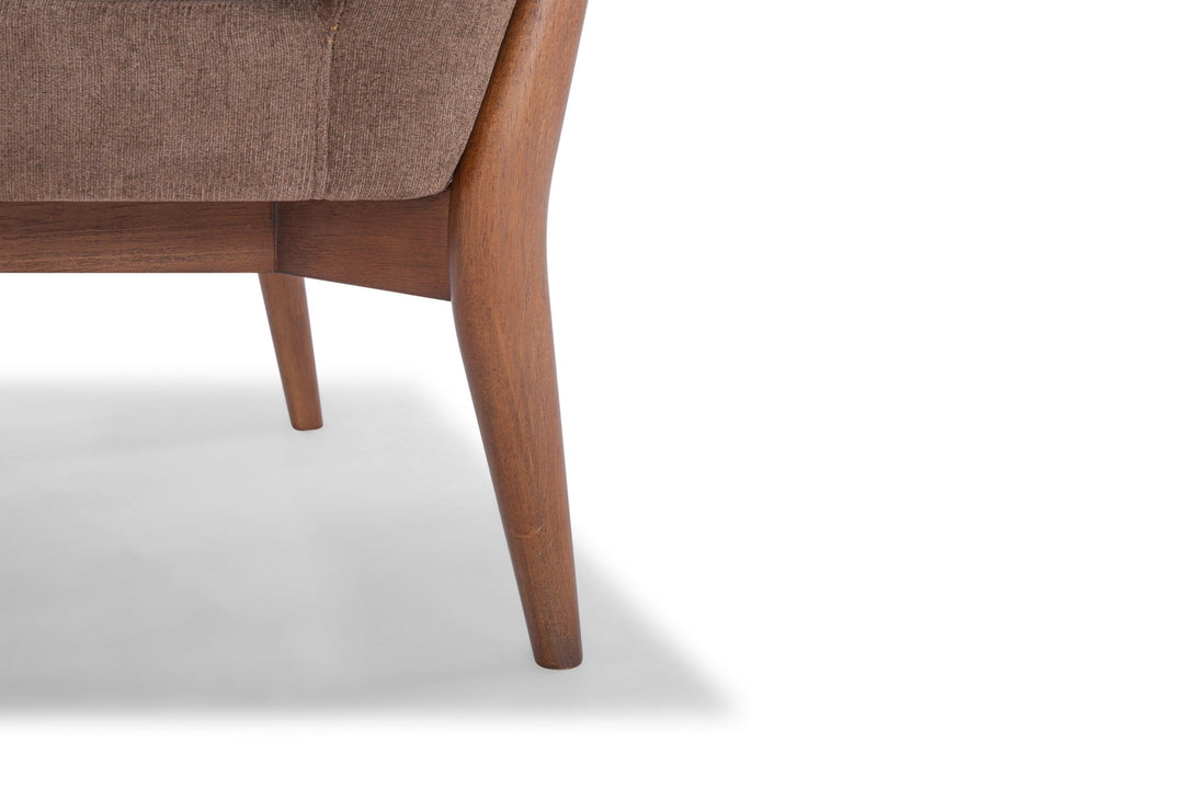 Chestnut Accent Chair in Brown leg detail - accent chair private label - Whats New Furniture Portland OR