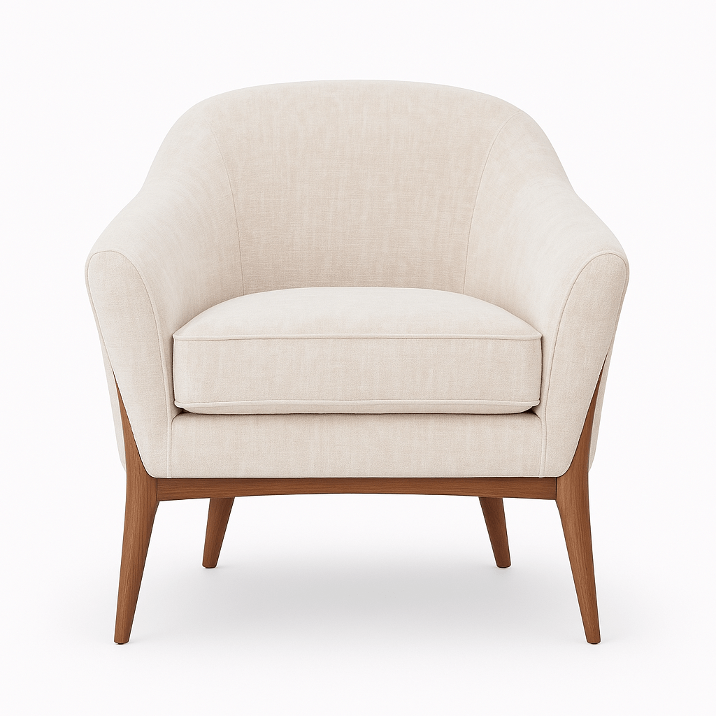 Chestnut Accent Chair in Cream fabric colorway front view - accent chair private label - Whats New Furniture Portland OR
