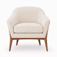 Chestnut Accent Chair in Cream fabric colorway front view - accent chair private label - Whats New Furniture Portland OR