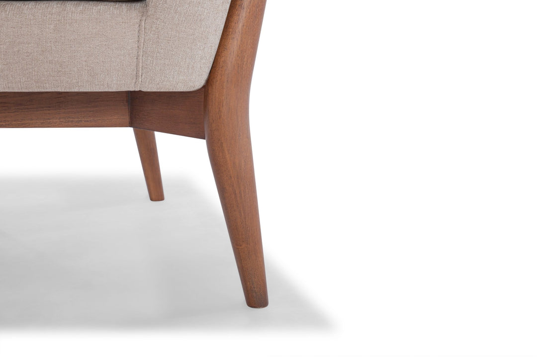 Chestnut Accent Chair in Cream fabric colorway leg detail - accent chair private label - Whats New Furniture Portland OR