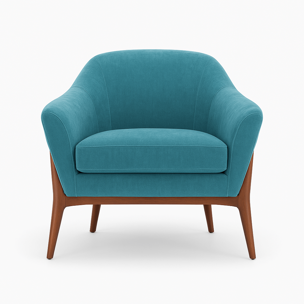 Chestnut Accent Chair in Teal fabric colorway front view - accent chair private label - Whats New Furniture Portland OR