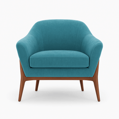 Chestnut Accent Chair in Teal fabric colorway front view - accent chair private label - Whats New Furniture Portland OR