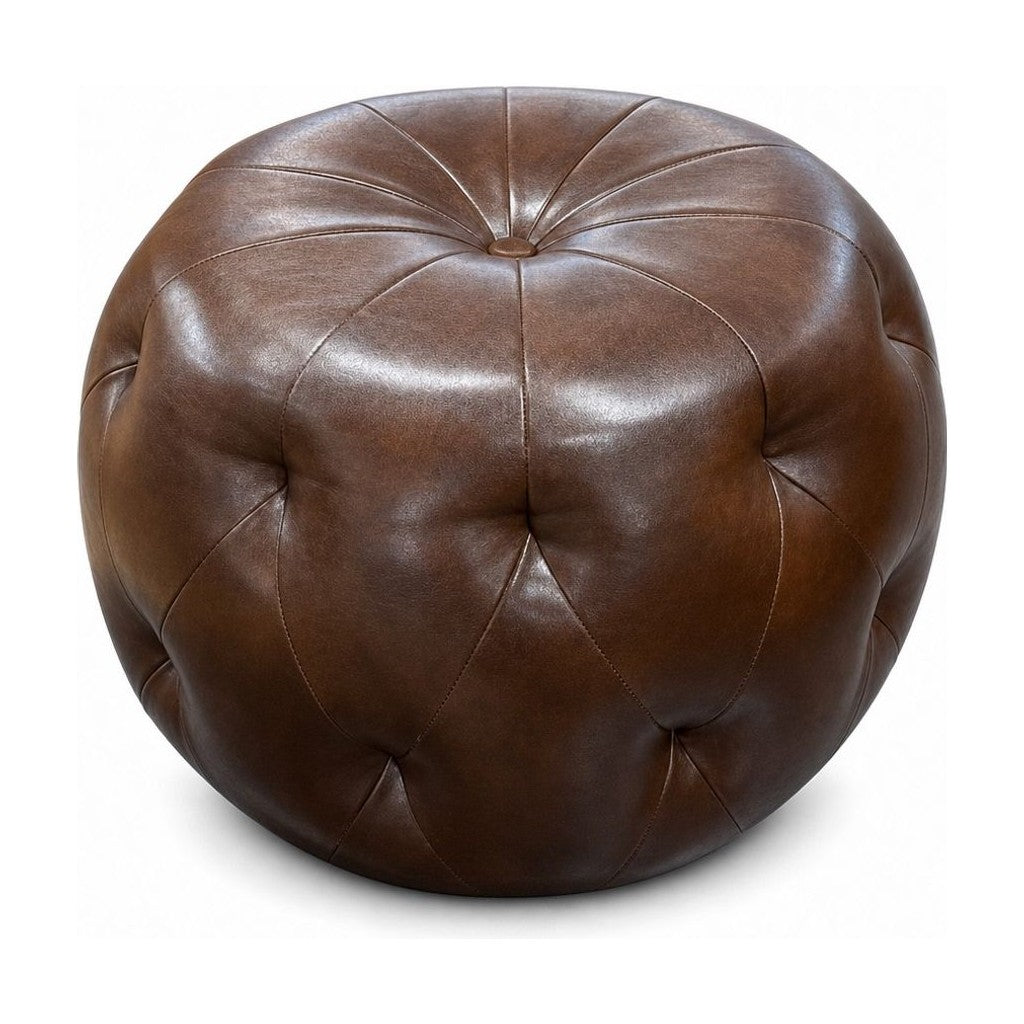 Chocolate Brown tufted cube pouf ottoman with button grid upholstery