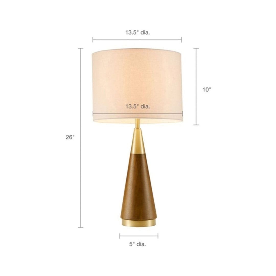 Chrislie Triangular Table Lamp in pecan detail view - mid-century table lamp by Olliix - Whats New Furniture Portland OR
