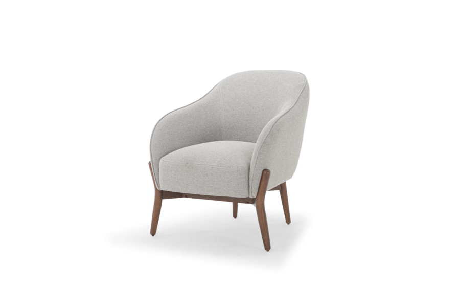 The Cia Chair in Light Grey secondary fabric colorway front view - accent chair private label - Whats New Furniture Portland OR