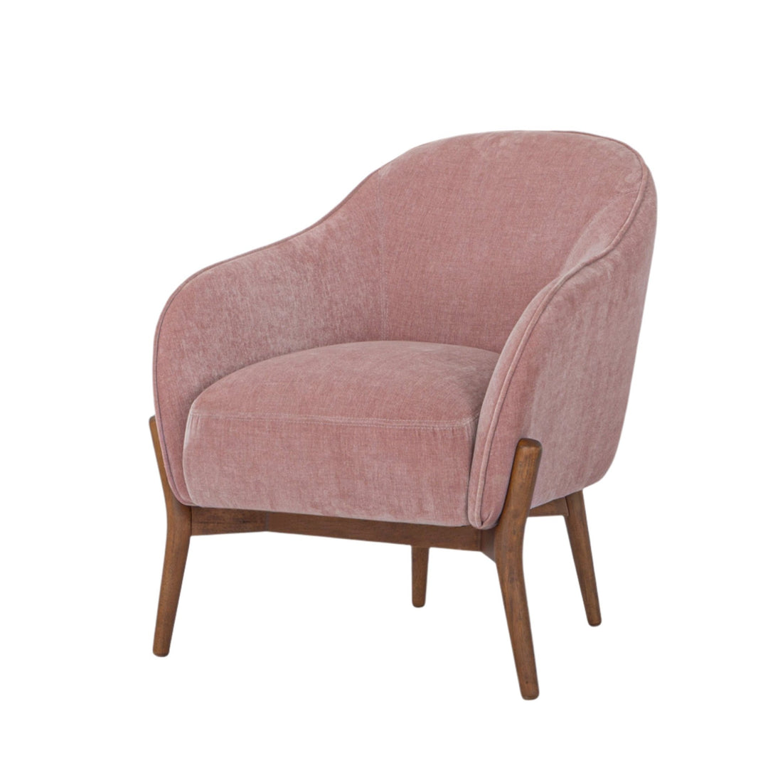 The Cia Chair in Pink fabric colorway side angle - accent chair private label - Whats New Furniture Portland OR