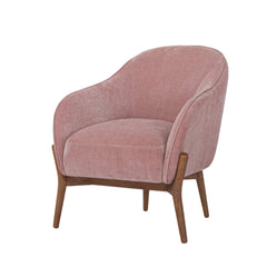 The Cia Chair in Pink fabric colorway side angle - accent chair private label - Whats New Furniture Portland OR
