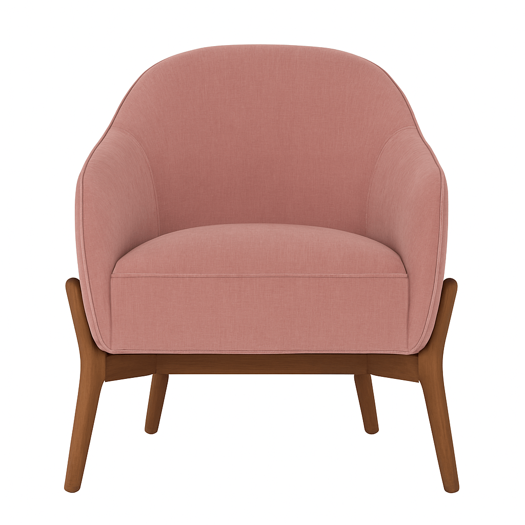 The Cia Chair in Pink fabric colorway front view - accent chair private label - Whats New Furniture Portland OR