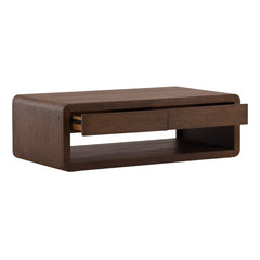 Clarice Coffee Table - Dark Brown Oak Veneer in Dark Brown - detail 1 studio view - Coffee Table by Dovetail - Whats New Furniture Portland OR