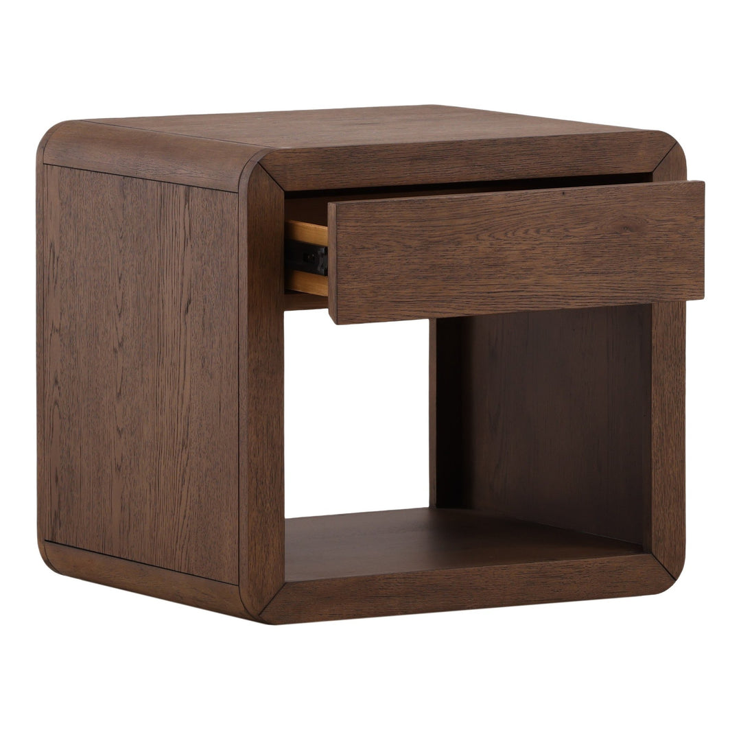 Clarice Side Table - Dark Brown Oak Veneer in Dark Brown - detail 1 studio view - Side Table by Dovetail - Whats New Furniture Portland OR