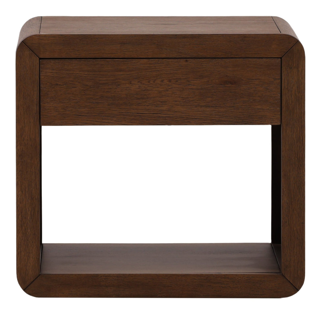 Clarice Side Table - Dark Brown Oak Veneer in Dark Brown - front studio view - Side Table by Dovetail - Whats New Furniture Portland OR