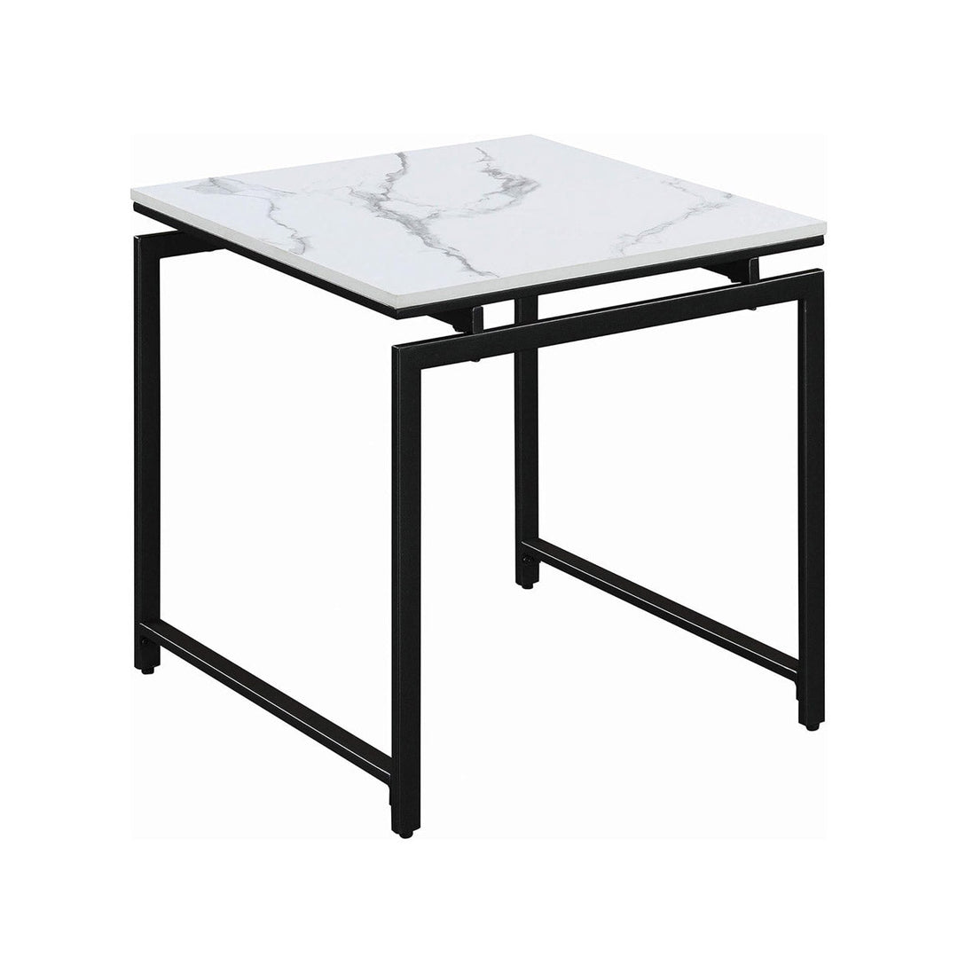 Clark Side Table in Faux Marble alternate front view - side table by Coaster - Whats New Furniture Portland OR