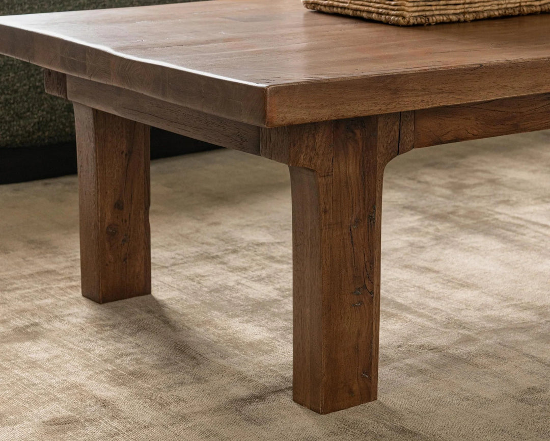 Carmel Reclaimed Wood Coffee table in Earthy Terra side detail - reclaimed wood coffee - Whats New Furniture Portland OR
