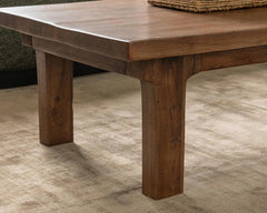 Carmel Reclaimed Wood Coffee table in Earthy Terra side detail - reclaimed wood coffee - Whats New Furniture Portland OR