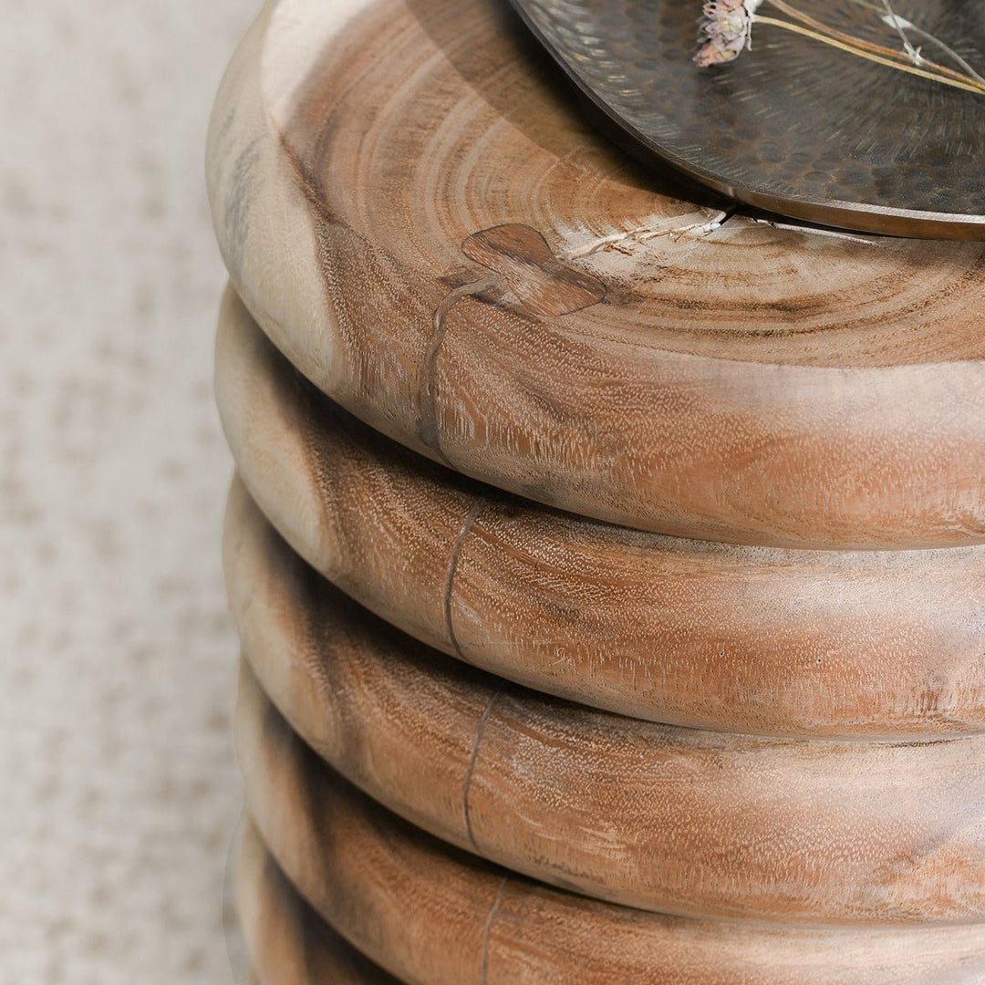 Gala Round End Table - Natural detail view 4 - Whats New Furniture Portland OR
