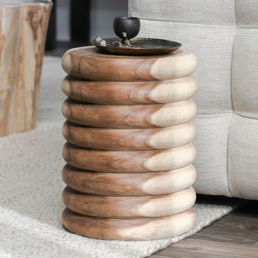 Gala Round End Table - Natural detail view 3 - Whats New Furniture Portland OR