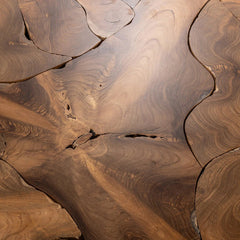 Gardford Round Coffee Table in Natural wood grain closeup - round reclaimed wood coffee - Whats New Furniture Portland OR