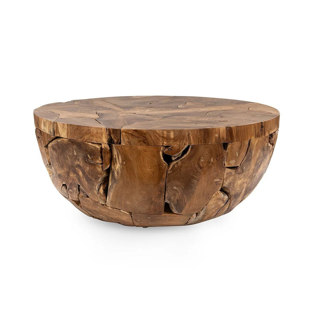 Gardford Round Coffee Table in Natural - round reclaimed wood coffee table by Classic Home - Whats New Furniture Portland OR