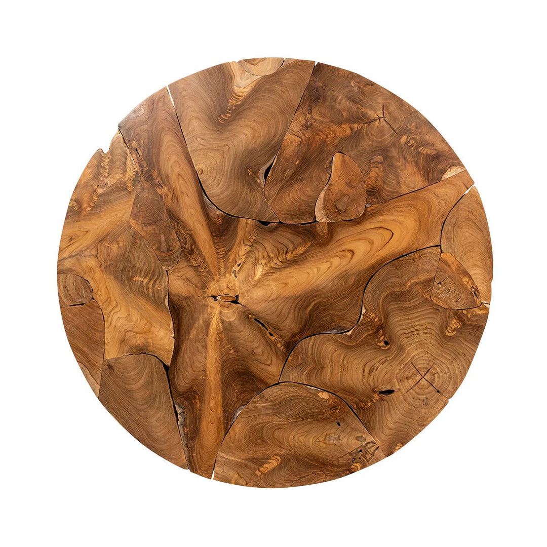 Gardford Round Coffee Table in Natural top view - round reclaimed wood coffee table - Whats New Furniture Portland OR