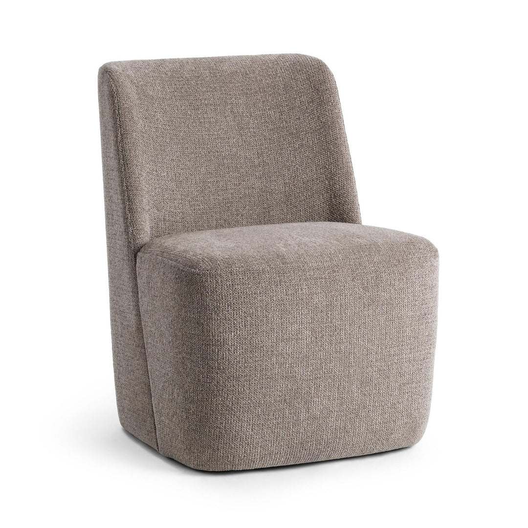 Senna Dining Chair in Smoke Taupe side angle - upholstered dining chair by Classic Home - Whats New Furniture Portland OR