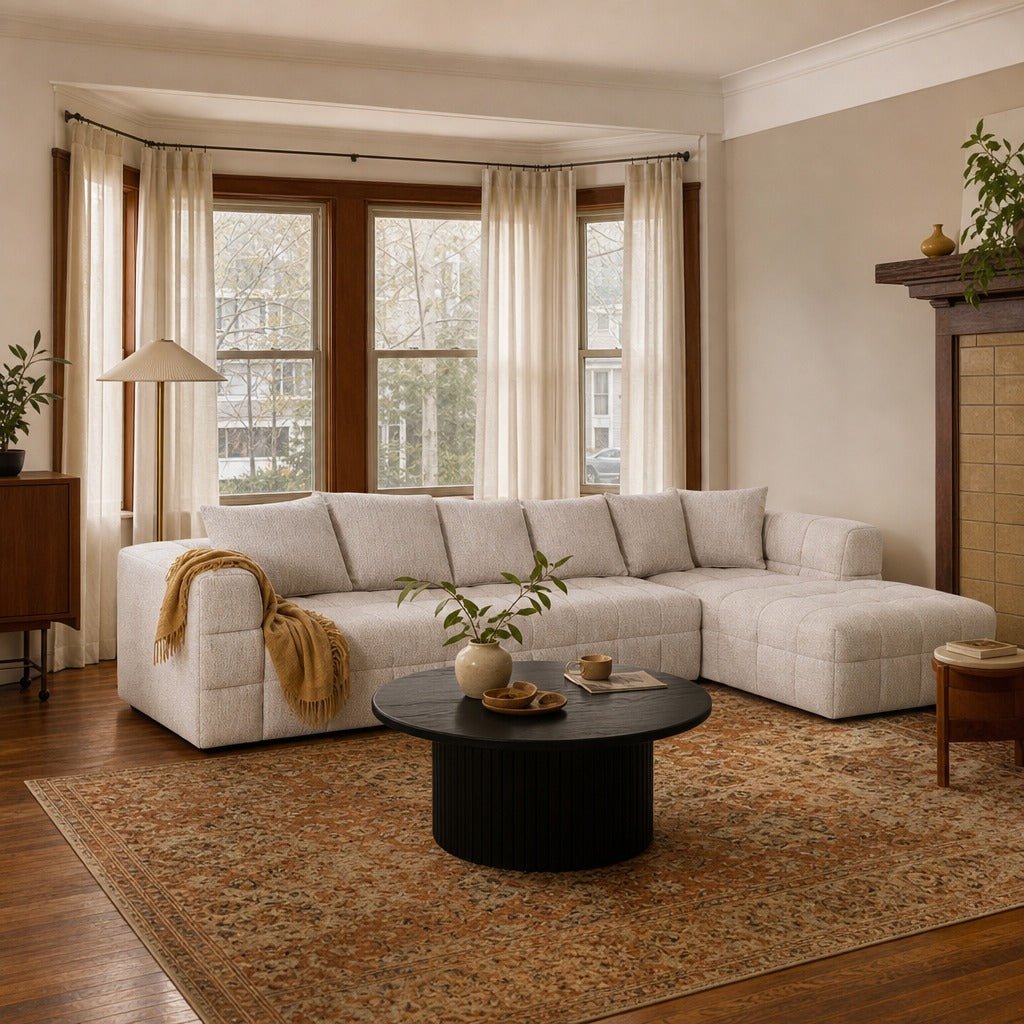 Amara 3 Piece Upholstered Sectional Sofa styled in Portland Hawthorne Craftsmbungalow living room - What&