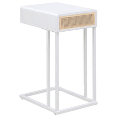 Amherst 1-drawer Radio Weave Cane Metal Side Table White - What&