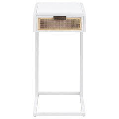 Amherst 1-drawer Radio Weave Cane Metal Side Table White - What&