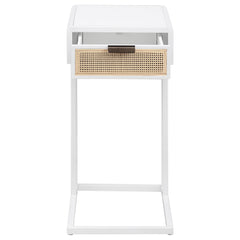 Amherst 1-drawer Radio Weave Cane Metal Side Table White - What&