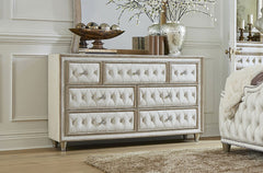 Antonella 7-drawer Upholstered Dresser Ivory and Camel - What&