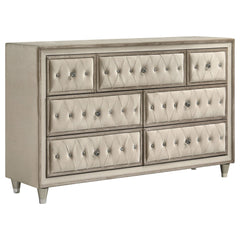 Antonella 7-drawer Upholstered Dresser Ivory and Camel - What&