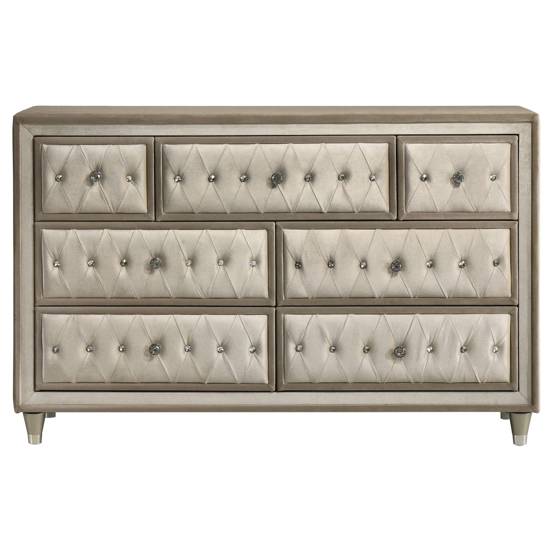 Antonella 7-drawer Upholstered Dresser Ivory and Camel - What&