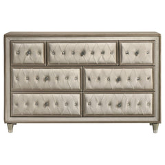 Antonella 7-drawer Upholstered Dresser Ivory and Camel - What&