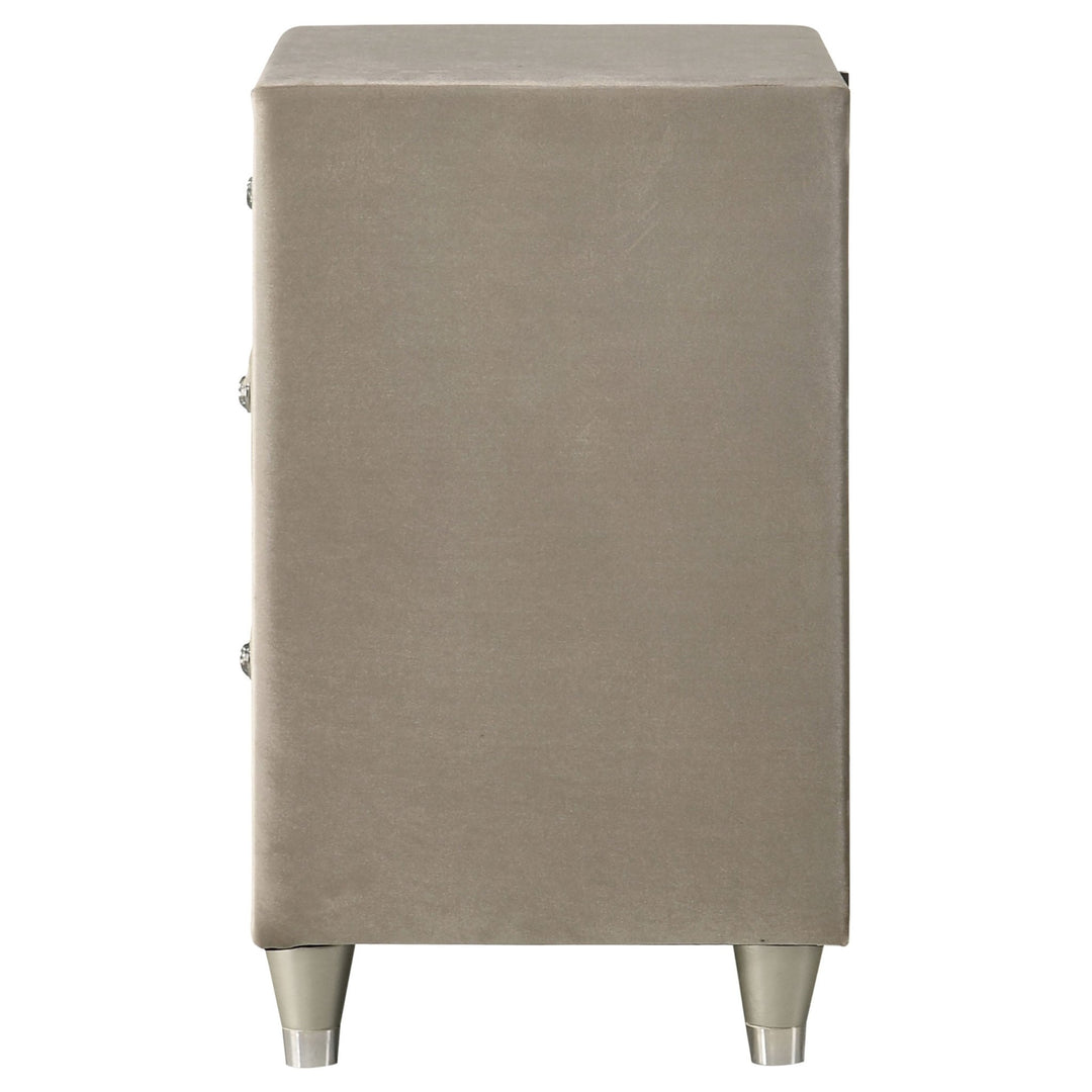 Antonella Upholstered 3-drawer Nightstand Ivory and Camel - What&
