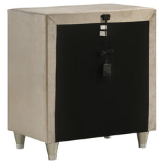 Antonella Upholstered 3-drawer Nightstand Ivory and Camel - What&