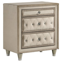 Antonella Upholstered 3-drawer Nightstand Ivory and Camel - What&
