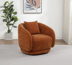 Arnaud Chenille Upholstered Swivel Accent Chair Burnt Orange - What&
