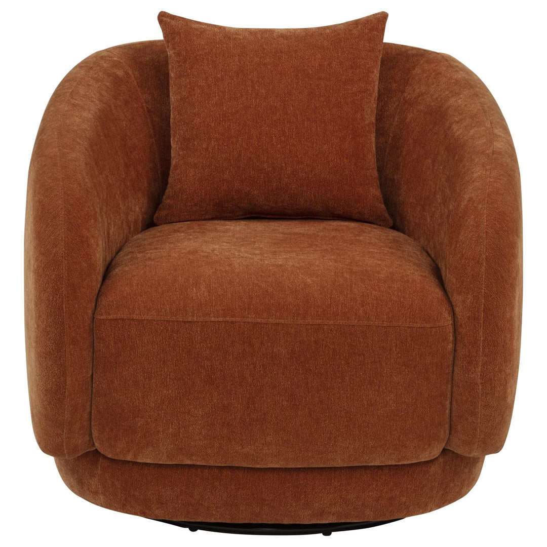 Arnaud Chenille Upholstered Swivel Accent Chair Burnt Orange - What&