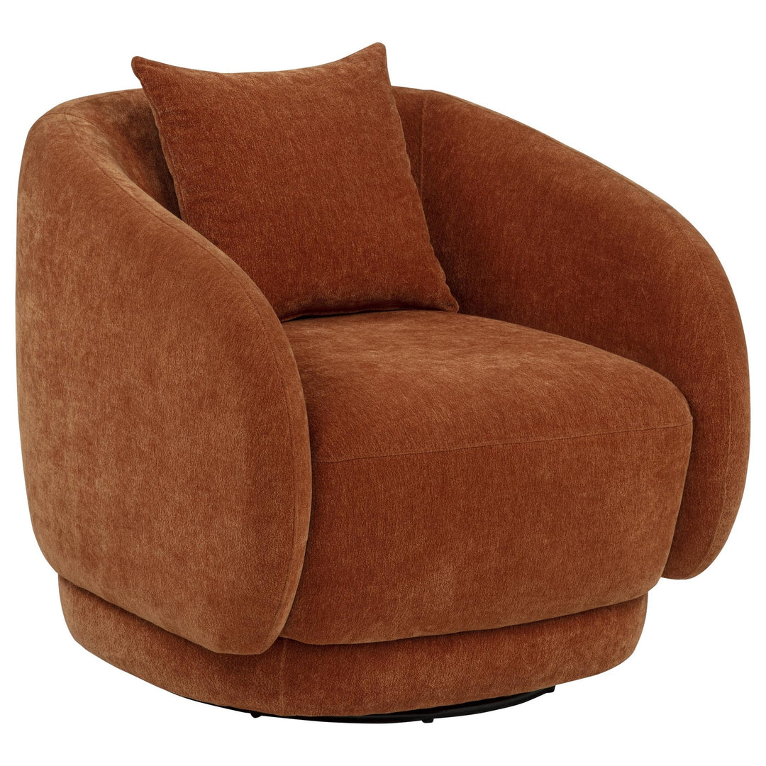 Arnaud Chenille Upholstered Swivel Accent Chair Burnt Orange - What's New Furniture Portland