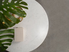 Astoria Round Genuine Marble Side End Table White - What&