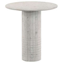 Astoria Round Genuine Marble Side End Table White - What&