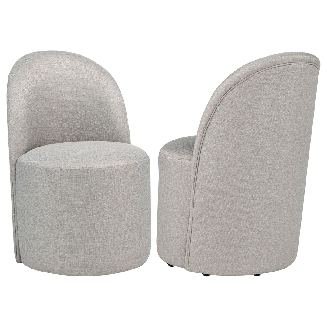 Aubrey Upholstered Barrel Dining Side Chair Beige (Set of 2) - What's New Furniture Portland