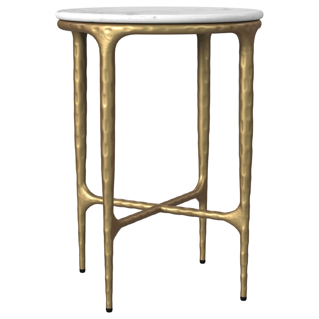 Baldwin Round Marble Top Side Table White and Gold - What's New Furniture Portland