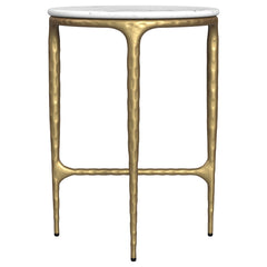 Baldwin Round Marble Top Side Table White and Gold - What&