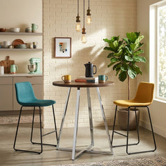 Berkhart Round Bistro Bar Table styled in a bright Portland mid-century modern interior - Whats New Furniture