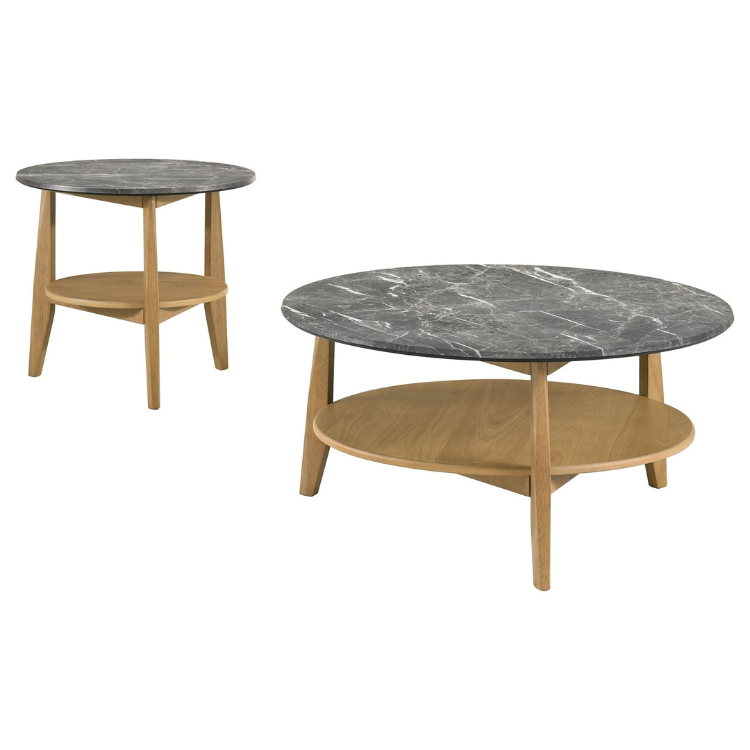Bradley 2-Piece Round SmartTop Coffee Table Set Grey and Natural - What&