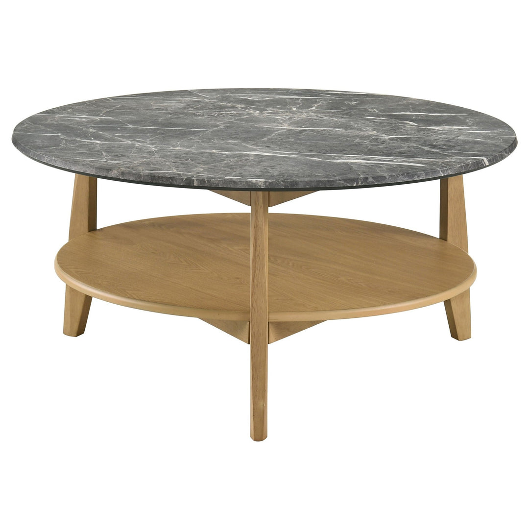 Bradley 3-Piece Round SmartTop Coffee Table Set Grey and Natural - What&