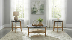 Bradley 3-Piece Round SmartTop Coffee Table Set Grey and Natural - What&