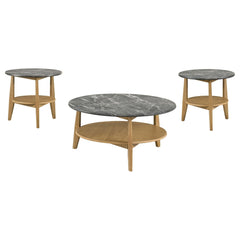 Bradley 3-Piece Round SmartTop Coffee Table Set Grey and Natural - What&