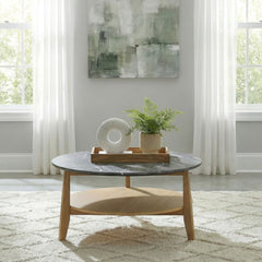 Bradley Round SmartTop Cocktail Coffee Table Grey and Natural - What&